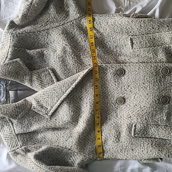 Tweed gray & cream vintage wool blend trench coat. Freddi Gail made in U… - Picture 6 of 14